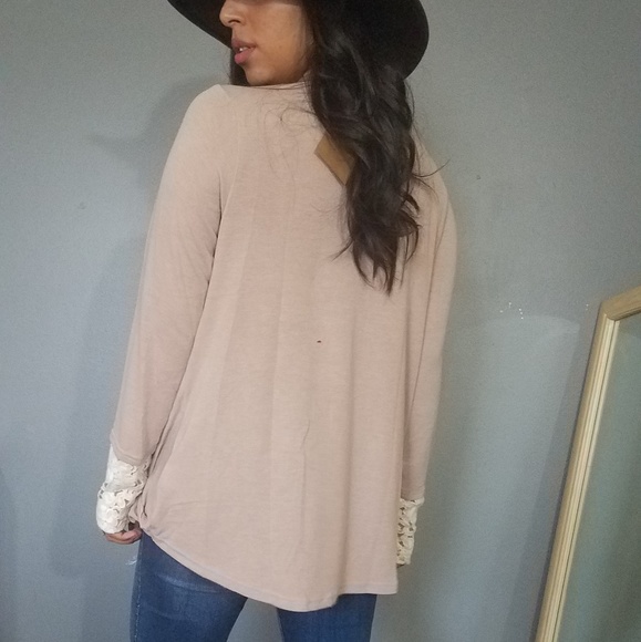 TOUCH OF LACE TAUPE SURPLICE TOP - Picture 4 of 7